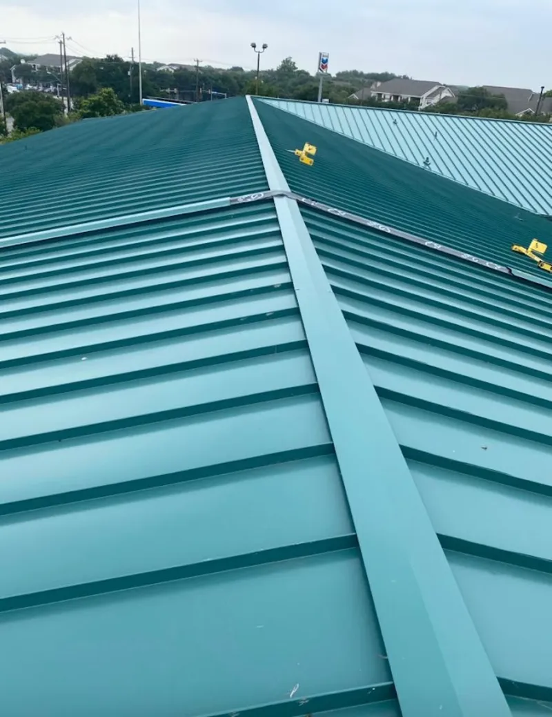Green commercial metal roof ridge and valley for Metal Roof Repair in California City